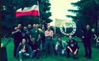 Gruppenfoto vom „ Kameradschaftsabend“ bei Andreas Haack im Garten