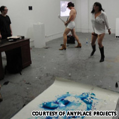Local punk duo "Politikal Graphitti" perform at the Anyplace PSH Gallery.