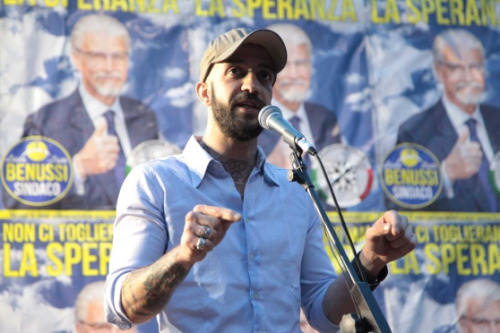 Andrea Bonazza während des Wahlkampfs 2015