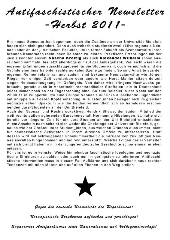 Antifaschistischer Newsletter Herbst 2011