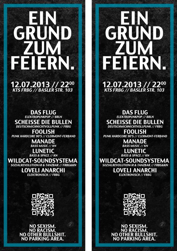 Party-Plakat 12.07.2013: Ein Grund zum Feiern.